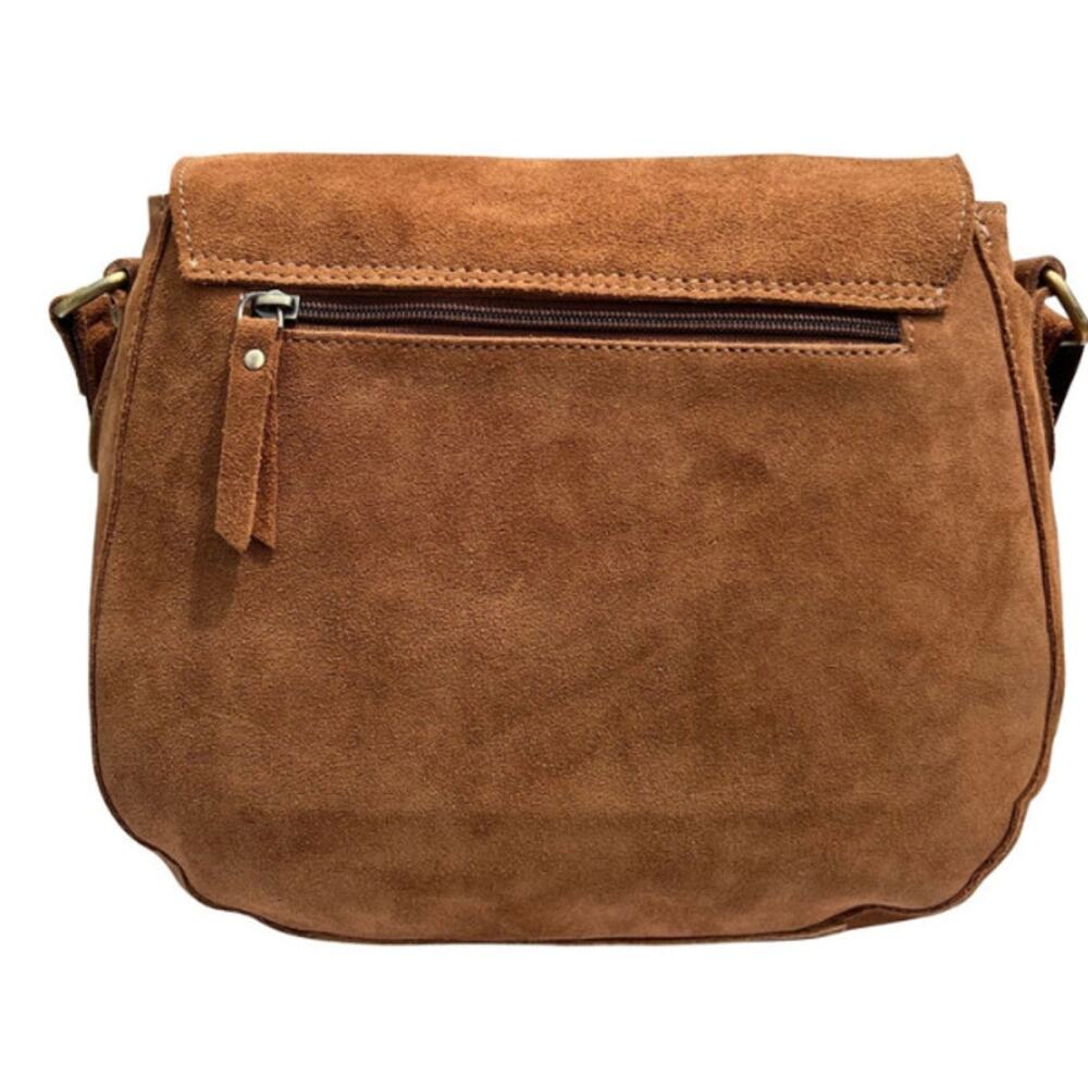 New Rustic Town Multi Pocket Suede Leather Shoulder Purse Crossbody Saddle Bag - Picture 3 of 5